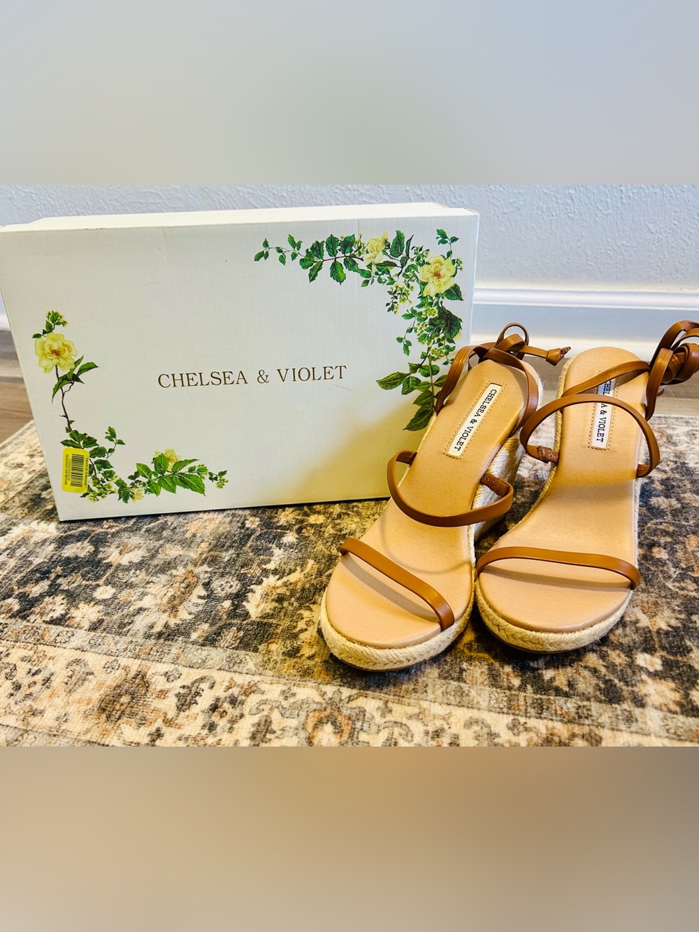 NEW Chelsea & Violet Mariah Ankle Wrap Espadrille Wedge Sandals | Honey | Size 8